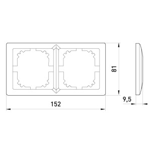 Рамка e.lux.10044L.2.fr.aluminium 2-містна, "алюміній"