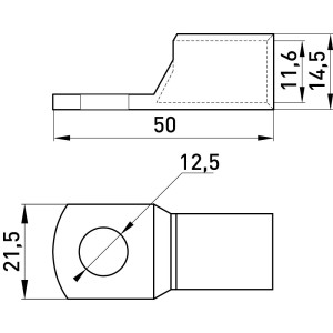 Мідний луджений кабельний наконечник e.end.stand.c.70, D12.5