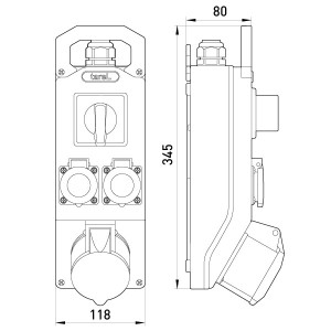Монтажний набір вим.16А 3Р+Z 400V 2x16 2P+Z 250V
