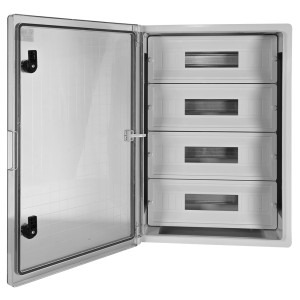 Корпус удароміцний з АБС-пластика e.plbox.500.700.245.88m.tr, 500х700х245мм, IP65 з прозорими дверцятами та панеллю під 88 модулів