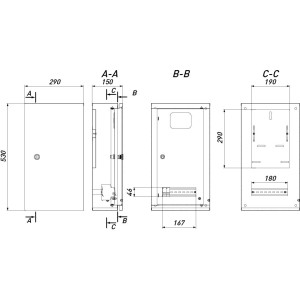 Корпус обліку металевий e.mbox.pro.n.f3.9 IP54 навісний під 3ф лічильник, 9 мод. , з внутр.дверцятами під опломб.