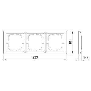 Рамка e.lux.10064L.3.fr.anthracite 3-містна, "антрацит"