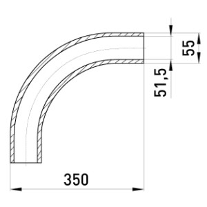 Кутовий з'єднувач металевий e.industrial.pipe.angle.2" без різьби, 90 град.