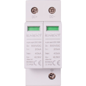 Пристрій для захисту від імпульсних перенапруг e.pro.spd.2DC.500, 2P, DC