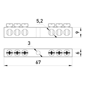 Шина нульова e.bsc.stand.20.6, 6 отв.х 20 А