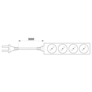 Подовжувач e.es.4.3.b 4 гнізда, 3м, без з/к, baby protect
