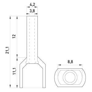 Ізольований наконечник e.terminal.stand.te.2.4.orange (TE4012 orange) 2x4 кв.мм, помаранчевий, 100шт