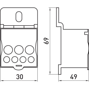 Блок розподільчий e.sn.pro. 80 на DIN-рейку, 80А (вхід 1*6,,,16 кв.мм/вихід 4*2,5...6, 2*2,5...16 кв.мм)