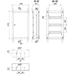 Корпус металевий e.mbox.pro.n.36 IP31 навісний на 36 модулів