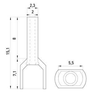 Ізольований наконечник e.terminal.stand.te.2.1.white (TE1008 white) 2x1 кв.мм, білий, 100шт