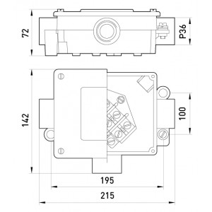 Коробка розподільча металева Р36/3, IP 44, 380 B, 5*16