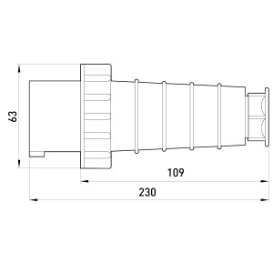 Силова вилка переносна e.plug.pro.4.63, 4п., 380В, IP 67, 63А (034)
