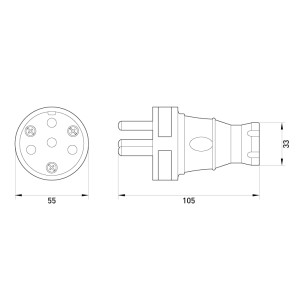 Силова вилка переносна каучукова e.plug.rubber.030.25, 4п. 25А
