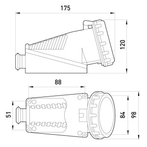 Силова розетка стаціонарна 3Р+N+Z, 400В, 32А, IP67