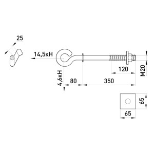 Наскрізний гак e.through.hook.pro.350.20, 350мм, М20