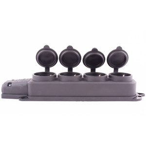 Розетка чотирьохмісна з захисною кришкою каучукова e.socket.rubber.029.4.16, з з/к, 16А