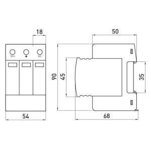Пристрій для захисту від імпульсних перенапруг e.pro.spd.3DC.1000, 3P, DC