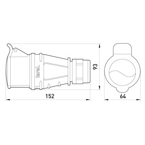 Силова розетка переносна 3Р+Z, 400В, 32А, IP44 безгвинтова