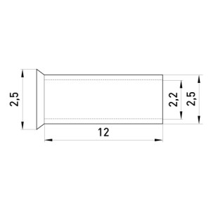 Неізольований наконечник e.terminal.stand.en.2.5.12 2,5 кв.мм, L=12 мм, 100шт