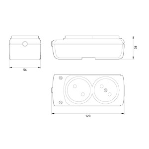 Колодка e.t.es.2 2 гнізда, без з/к