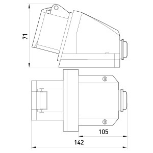 Силова розетка стаціонарна e.socket.pro.5.32, 5п., 380В, 32А (125)