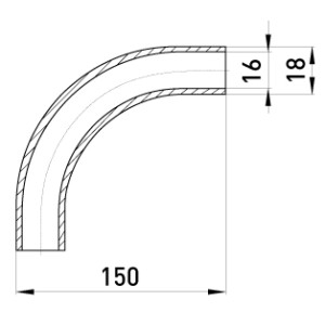 Кутовий з'єднувач металевий e.industrial.pipe.angle.1/2" без різьби, 90 град.