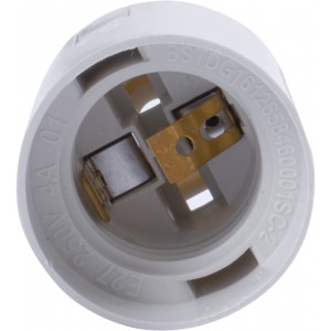 Патрон пластиковий e.lamp socket.E27.pl.white, Е27, білий