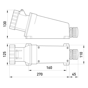Силова розетка стаціонарна e.socket.pro.4.63, 4п., 380В, IP 67, 63А (134)