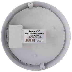 Світильник світлодіодний вологозахищений e.LED.rondo.18.4500.white, 18Вт, 4500К, IP54, білий