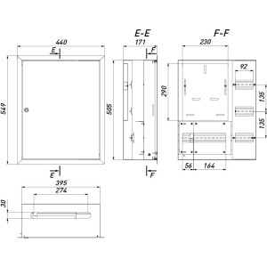 Корпус обліку металевий e.mbox.pro.w.f3.27 IP31 вбудований під 3ф лічильник, 27 модулів