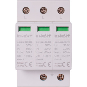 Пристрій для захисту від імпульсних перенапруг e.pro.spd.3B.385, 3P, клас В