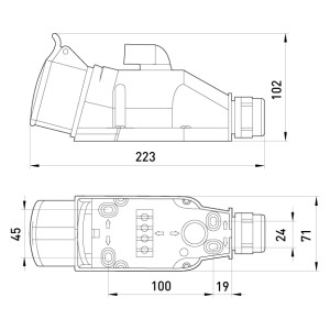 Монтажний набір вимикач 0-1 16A, 3P+N+Z 400V
