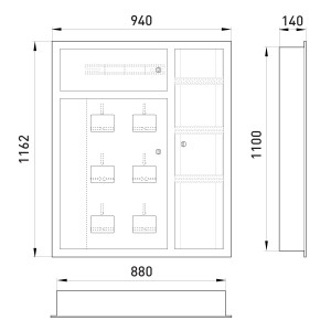 Щит поверховий ЩЭ-6ст-02 під шість однофазних лічильників, внутрішній
