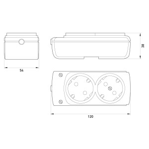 Колодка e.t.es.2.z  2 гнізда, з з/к
