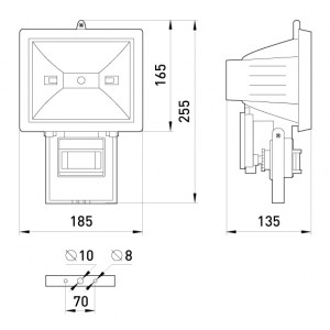 Світильник e.halogen.move.500.black 500Вт, чорний прожектор з датчиком руху