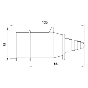 Силова вилка переносна металева 3Р+Z, 400В, 16А, IP44