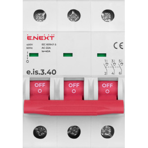 Вимикач навантаження на DIN-рейку e.is.3.40, 3р, 40А