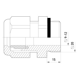 Кабельний ввід e.pgl.stand.13,5, з подовженою різьбою і ущільнювачем