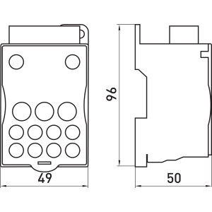 Блок розподільчий e.sn.pro.500 на DIN-рейку, 500А (вхід 1*3x15…24 мм шинний/вихід 2*6…35, 5*2,5...16, 4*2,5...10 кв.мм)