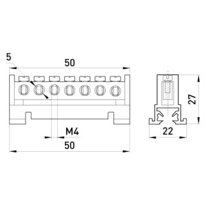Шина нульова e.bs.stand.1.7 7 отв.
