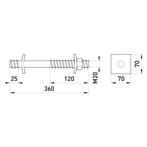 Прохідний болт e.com.bolt.pro.360.20, 360 мм, М20