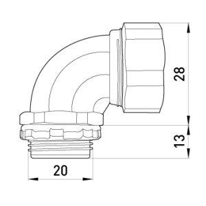 Ввід кутовий e.met.angle.stand.sldx.12 для металорукава 12мм(3/8")