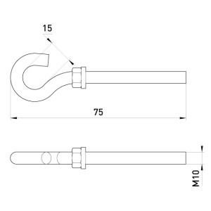 Анкерний посилений гак e.anchor.hook.pro.M10.15.75.a, М10, 15х75мм
