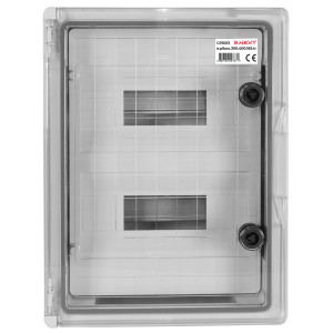 Корпус удароміцний з АБС-пластика e.plbox.300.400.165.24m.tr, 300х400х165мм, IP65 з прозорими дверцятами та панеллю під 24 модулі