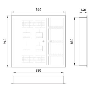 Щит поверховий ЩЭ-3ст під три однофазних лічильника, внутрішній