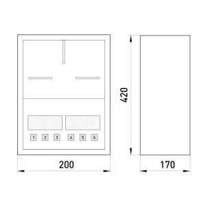 Корпус e.mbox.stand.n.f1.6.z.str металевий, під 1-ф. лічильник, порожня, навісний, 6 мод.,з замком, вулична