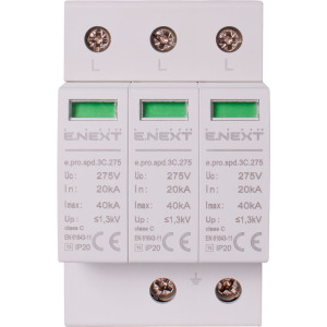 Пристрій для захисту від імпульсних перенапруг e.pro.spd.3С.275 3P, клас С