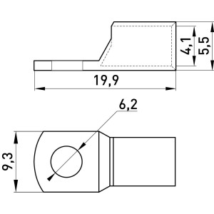 Мідний луджений кабельний наконечник e.end.stand.c.6, D6.2