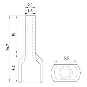 Ізольований наконечник e.terminal.stand.te.2.0.75.blue (TE7510 blue) 2x0,75 кв.мм, блакитний, 100шт