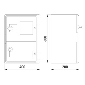 Корпус удароміцний з АБС-пластика e.plbox.400.600.200.3f.20m.tr, 400х600х200мм, IP65 з прозорими дверцятами, панеллю під 3 - фазний лічильник та 20 модулів